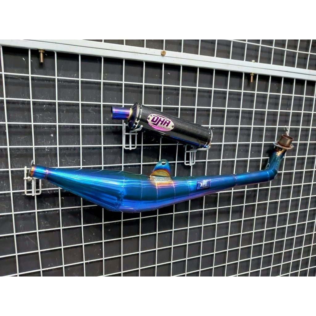 Knalpot Fiz R / Force 1 Original DHR Racing Model Samping Silencer Carbon Asli Moncong 32 Blue Mirin