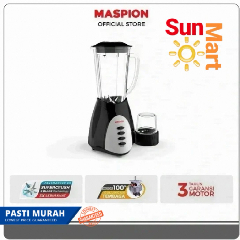 PROMO TERMURAH Blender Jus Buah Bumbu Kering Maspion MT1569 - Pelumat Blender with Dry Miller 1.25 L