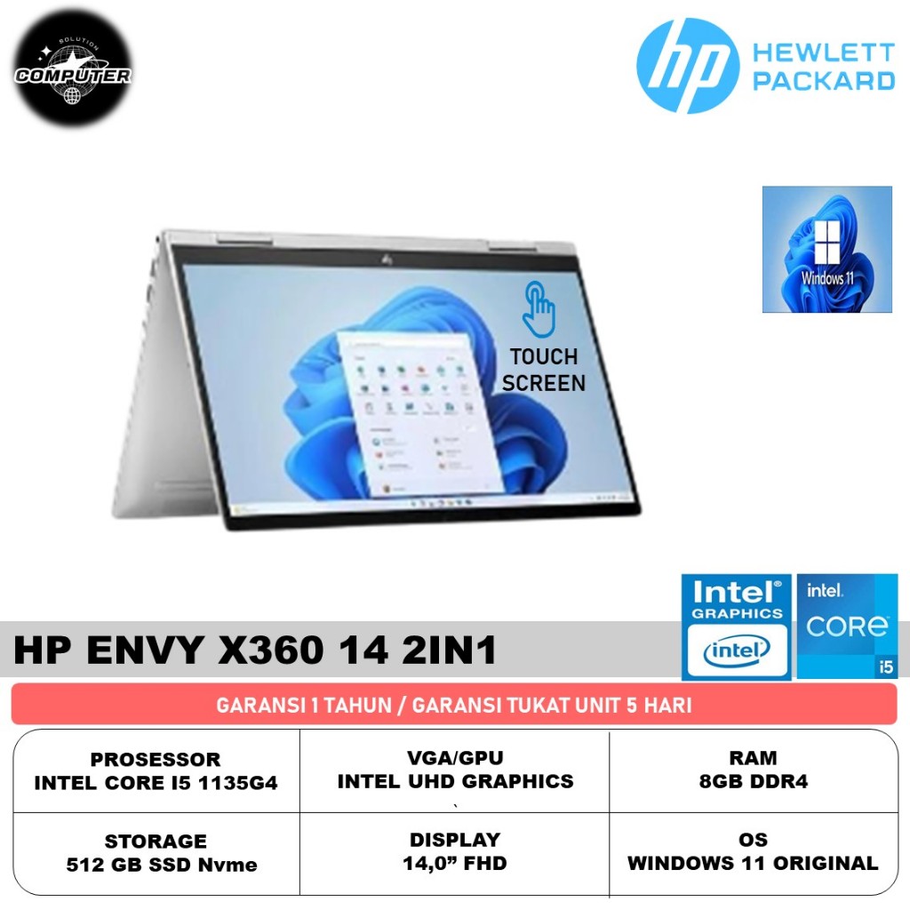 HP ENVY X360 14 2IN1 TOUCH CORE I5 120U 8GB 512GB W11 14.0FHD IPS