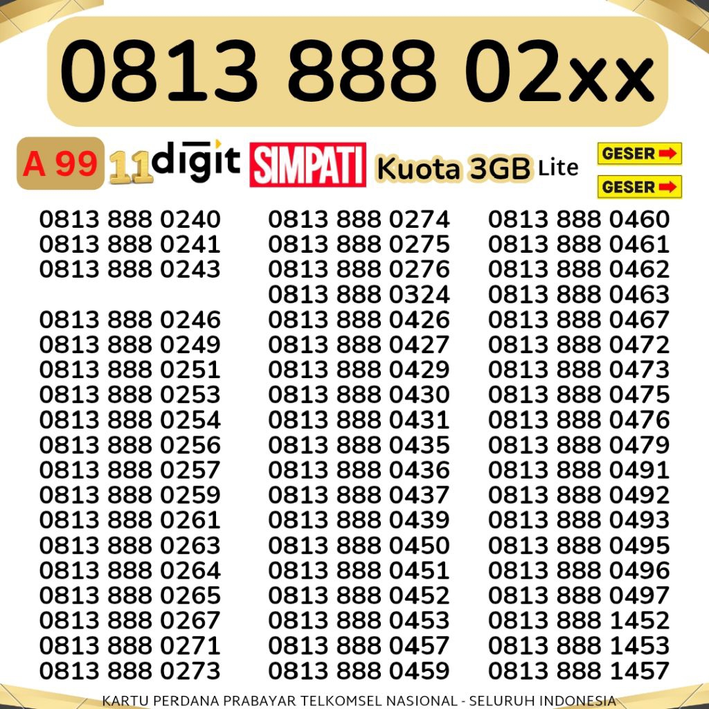 Nomor Cantik Kartu Perdana Telkomsel 5G Nomor Cantik Simpati Support 4G LTE Kartu Perdana Cantik Tel