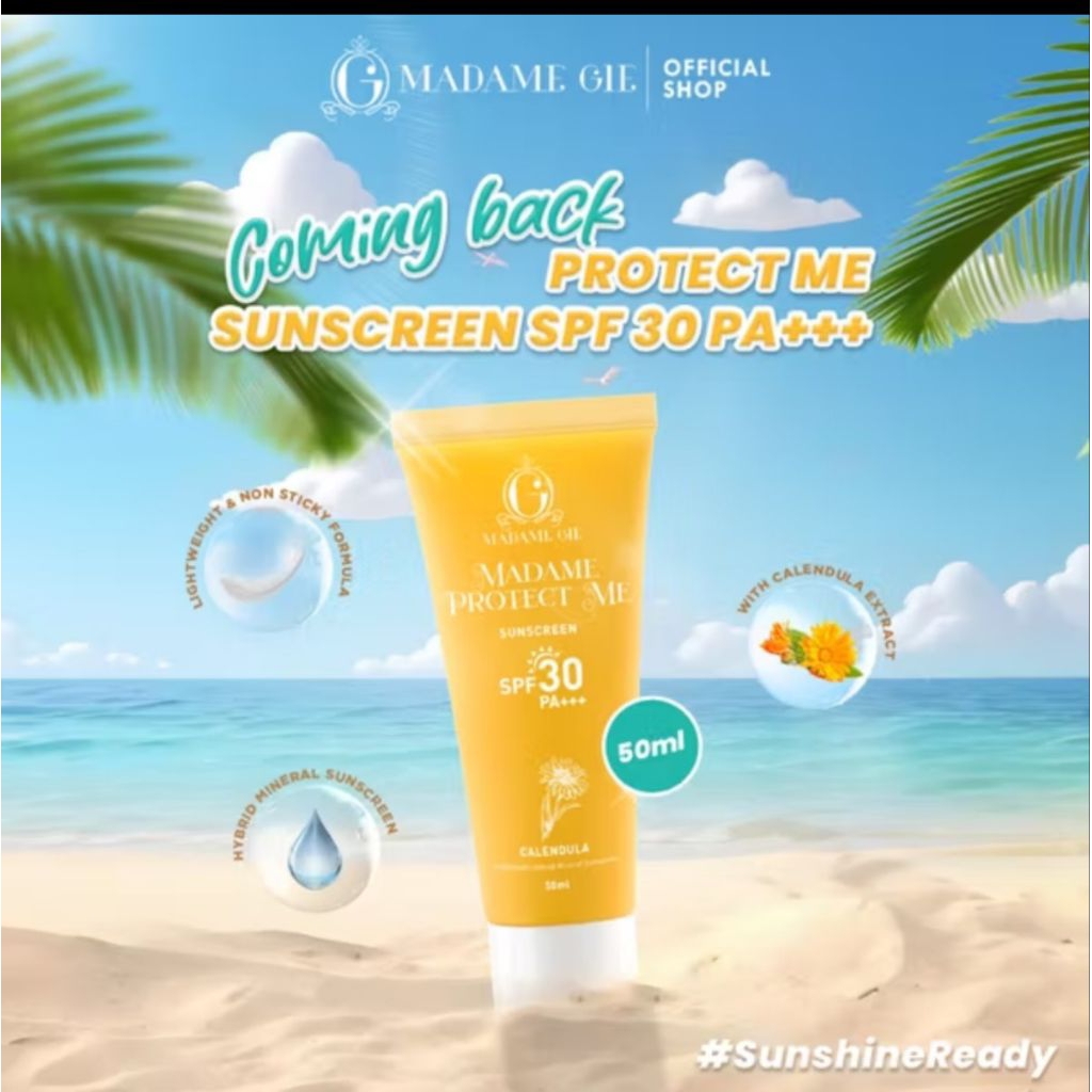 [PROMO OPENING] Madame Gie Protect Me Sunscreen SPF 30 PA +++ 50ml with Celendula - Skincare Sunbloc