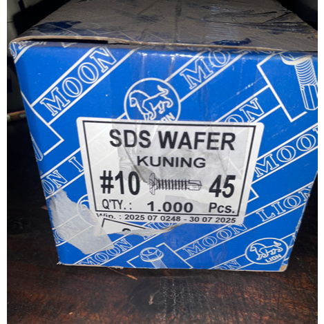 [BOK] SDS Wafer Head #10x45 mm Sekrup Kuning Lisplang GRC Moon LION