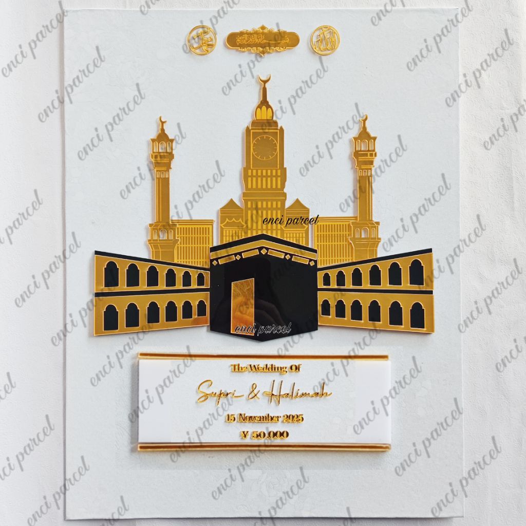 kode 267 set dekorasi mahar miniatur ka'bah masjidil makkah haram menara jam mekkah baitullah bentuk