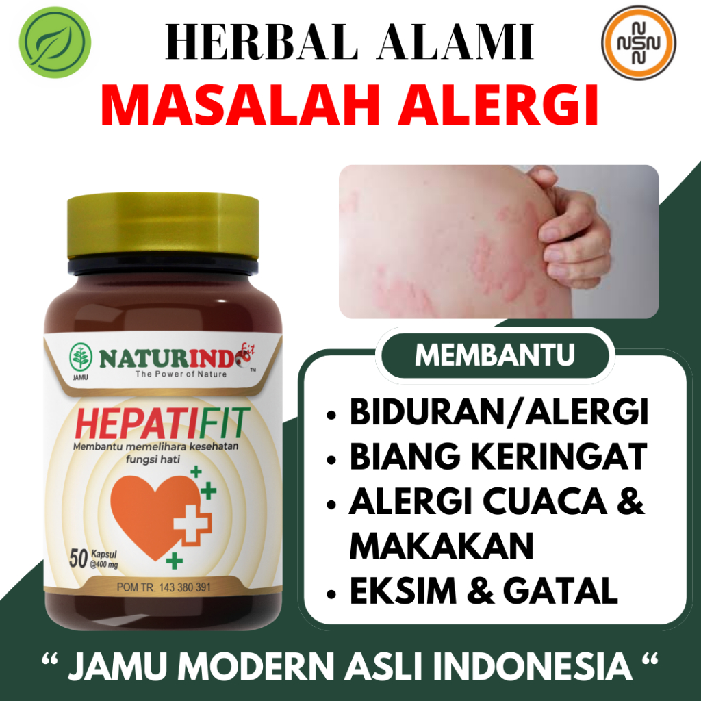 HEPATIFIT Obat Alergi Biduran Hepatitis Kemerahan Kulit Obat Biduran Alergi Dingin Gatal NATURINDO