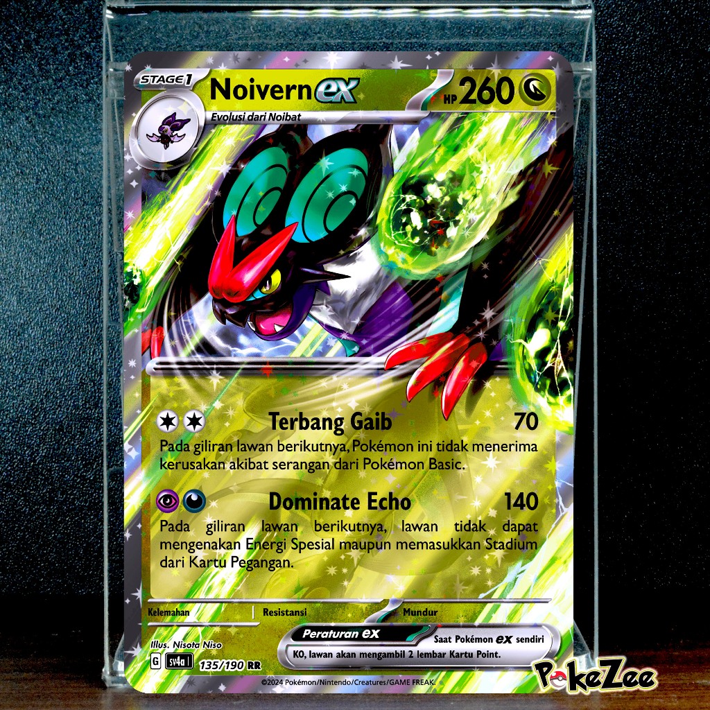Noibat dan Noivern ex sv4a Kartu Holo Pokemon TCG Indonesia seri Harta Berkilau ex