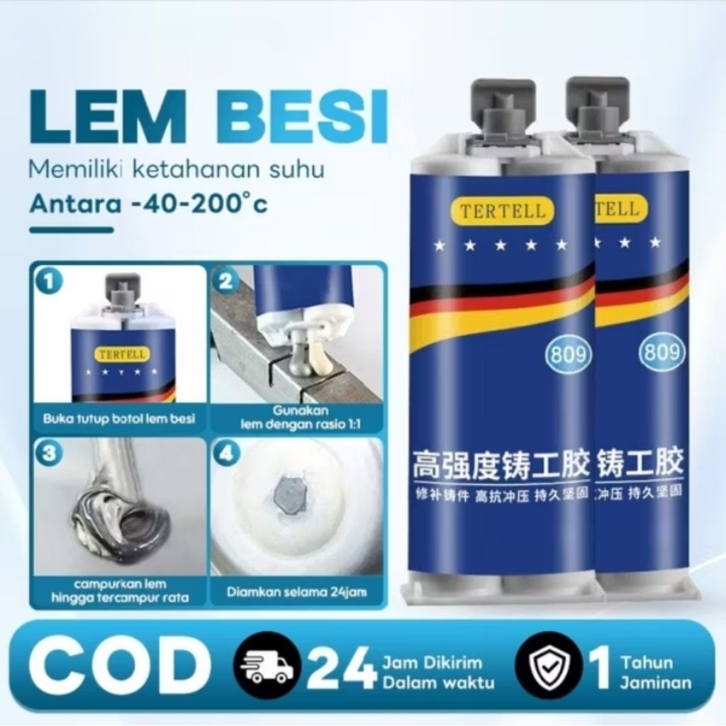 Lem Besi tertel Super Tahan Panas Untuk Pipa Lem Perekat Besi Kekuatan Tinggi Tahan Suhu Tinggi