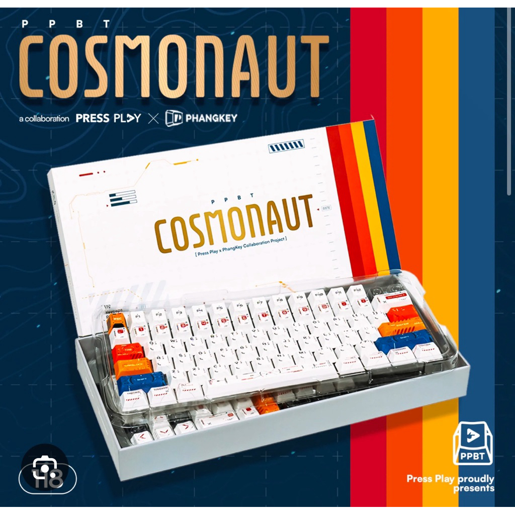 Keycaps Press Play PPBT Cosmonaut Cherry Profile PBT Dye Sub for Mechanical Keyboard