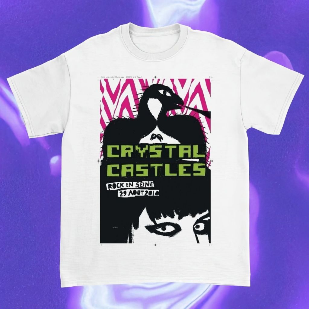 Purple Haze "Crystal Castles" Reguler Black / White T-Shirt Unisex Vintage | COD | Kaos Pria Wanita