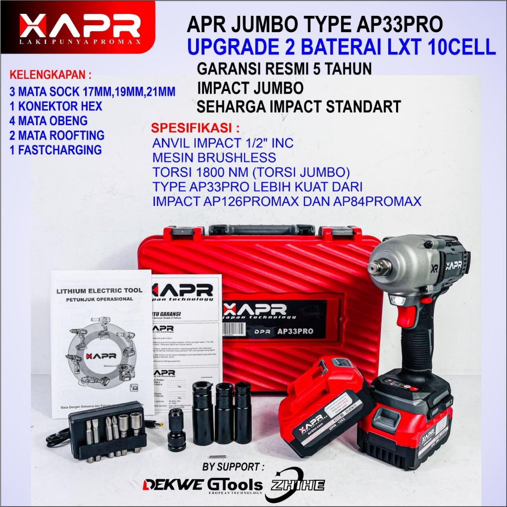 APR IMPACT WRENCH JUMBO APR AP33PRO 1800NM IMPEK KUAT MOBIL MOTOR MESIN TRUCK XAPR