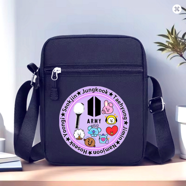 TAS SELEMPANG ANAK TERBARU MOTIF BTS ARMY KPOP BLACKPINK TAS MAIN ANAK TAS NGAJI TAS HP