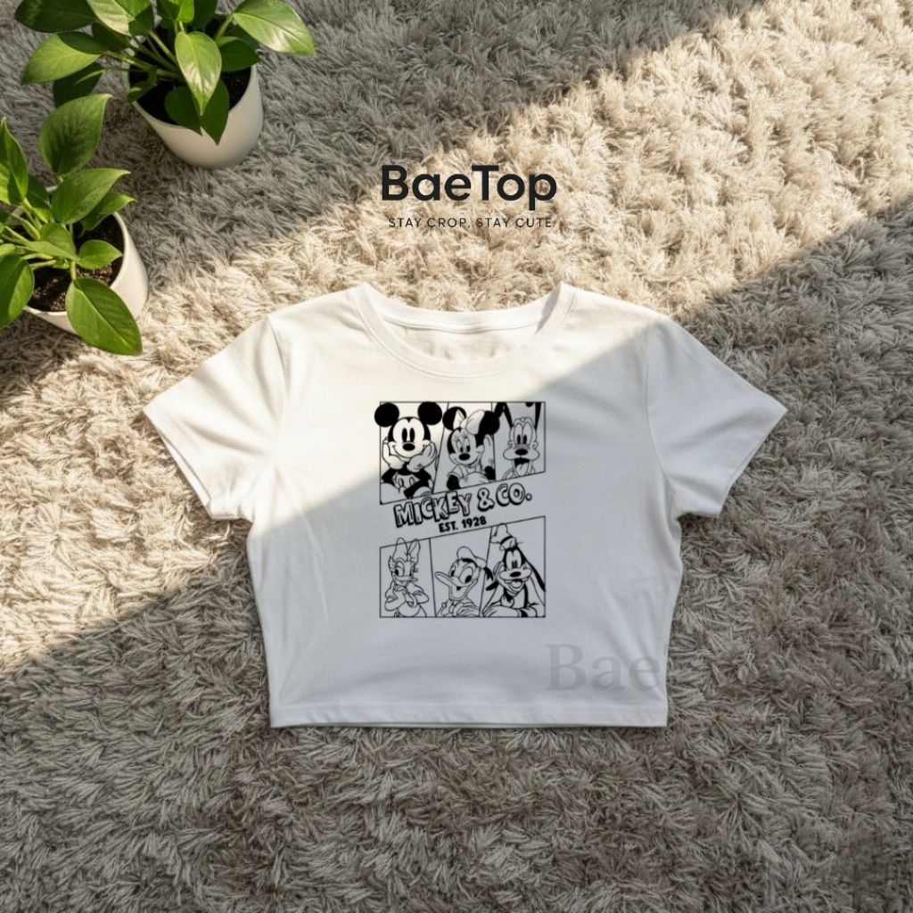 CROP TOP MICKEY AND FRIENDS Y2K  | CROPTOP | CROP TOP HITAM | CROP TOP PUTIH | CROP Y2K | BOOTLEG | 