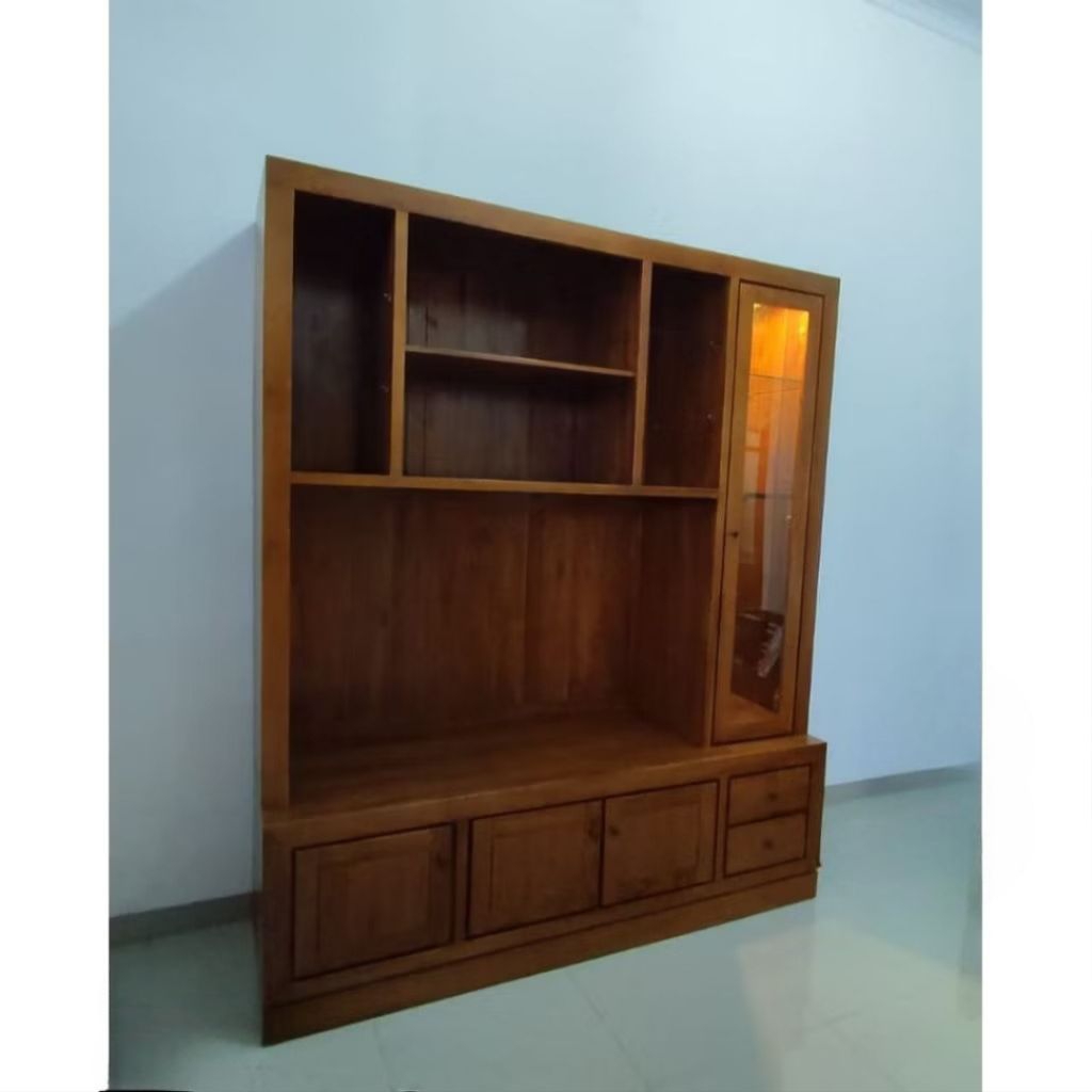 bufet tv kayu jati great A(TPK) /backdrop tv jati minimalis/bufet partisi jati