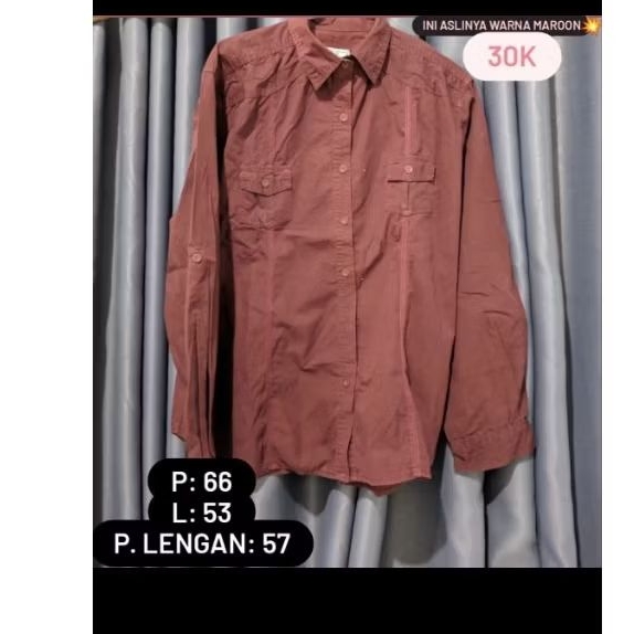 kemeja wanita merah maroon