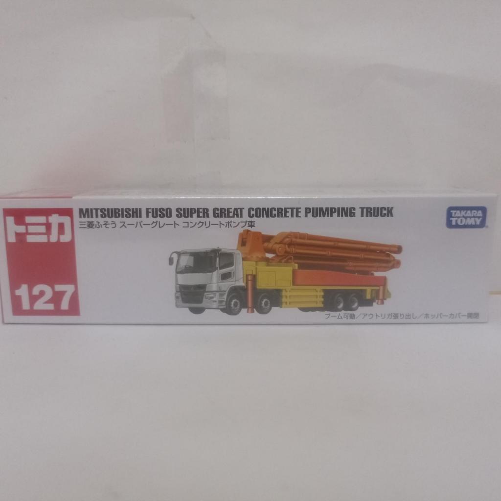 Tomica No 127 Mitsubishi Fuso Concrete pump Diecast truk Mercedes benz 4850 truck Tomica long no 127