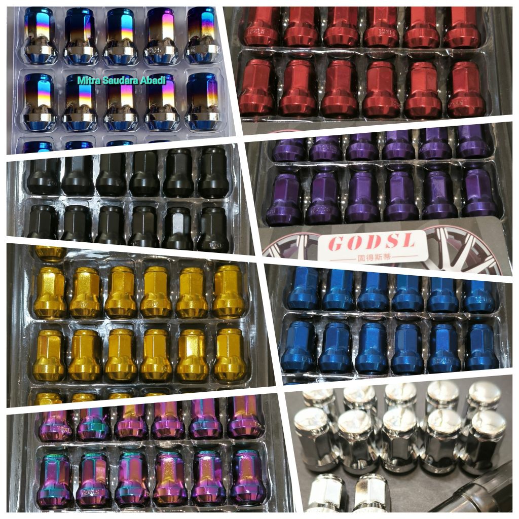 Mur Roda Mobil Heptagon Segi 7 Ukuran 16,5mm untuk Lubang Baut Kecil - Bahan Besi Panjang 3,2cm