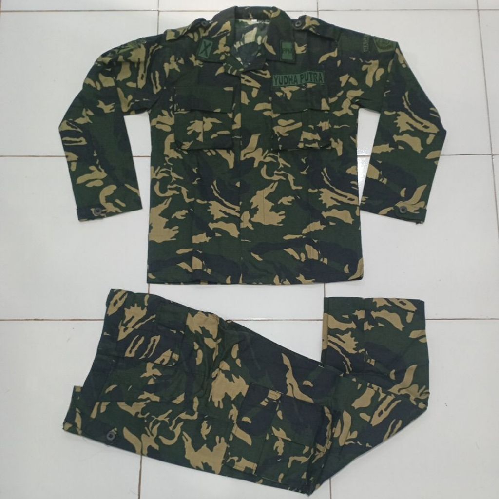 baju pemuda panca marga pdl stelan / baju pdl loreng ppm bahan drill premium