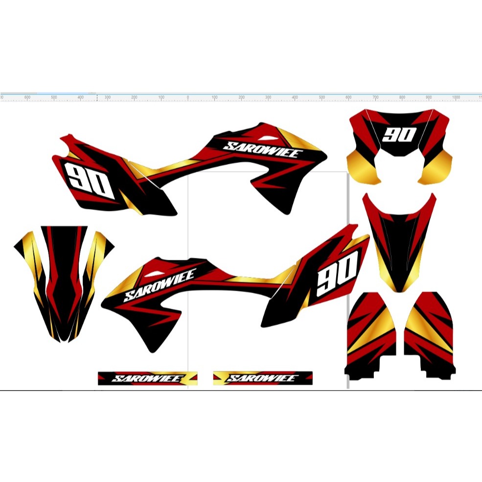 Decal Stiker Klx Bf 150 Kuning Hitam Dekal Striping Sticker New Klx  Bf Extreme 2018 A3-137