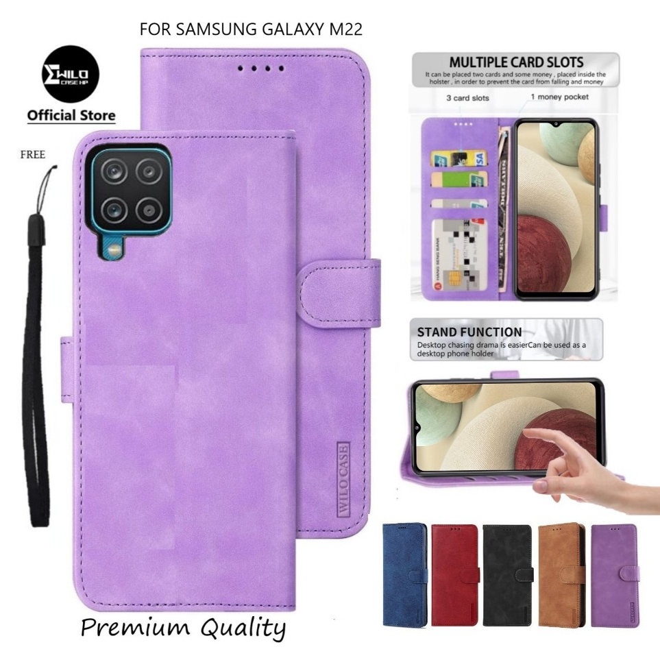 Samsung Galaxy M22 Flip Case Kulit - Casing Dompet Case Wallet Leather Flip Case Samsung Galaxy M22 