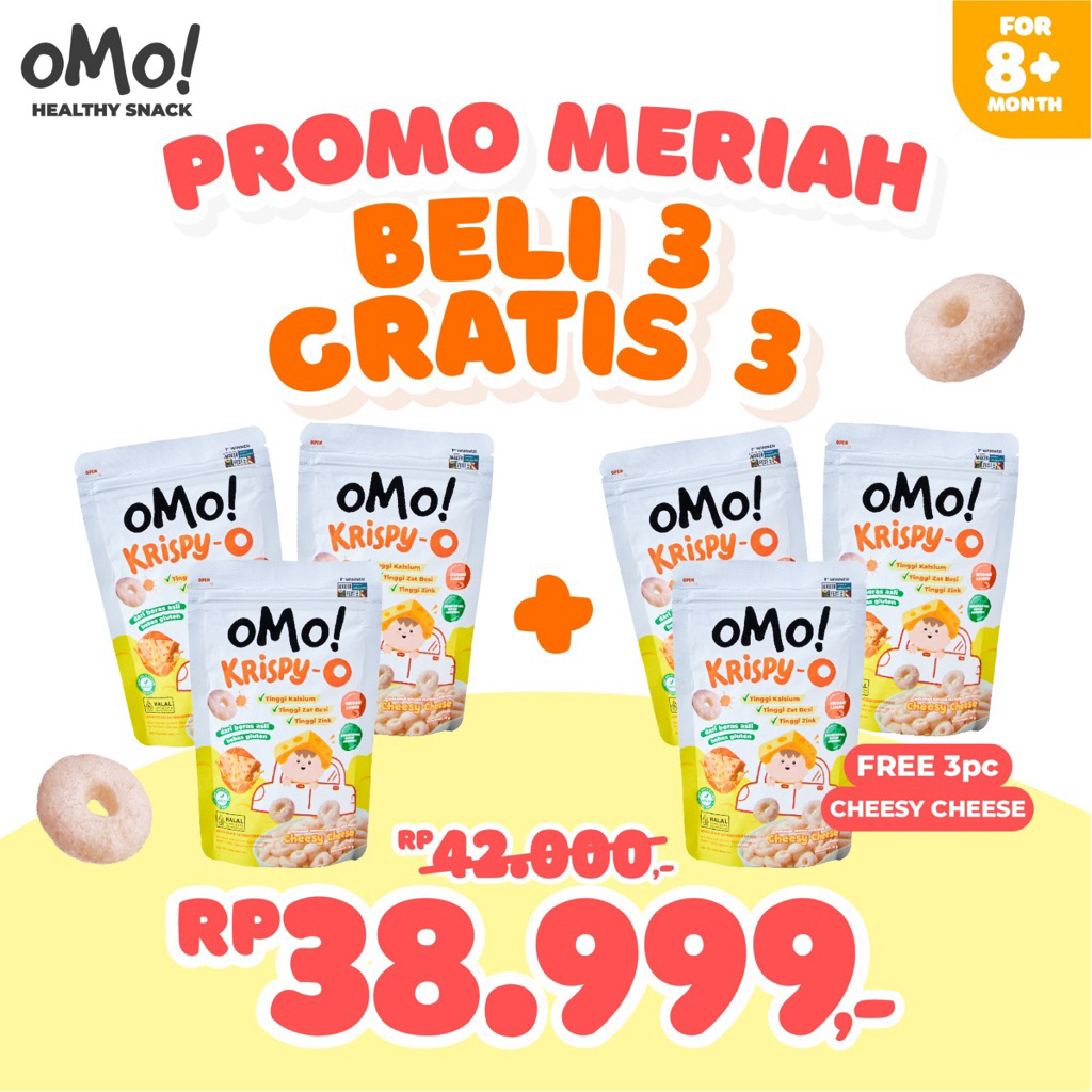 [ULTAH 12.12] BELI 3 GRATIS 3 OMO KRISPY-O DAPAT 6 CEMILAN SEHAT ANAK RASA CHEESE /SNACK ANAK/GLUTEN