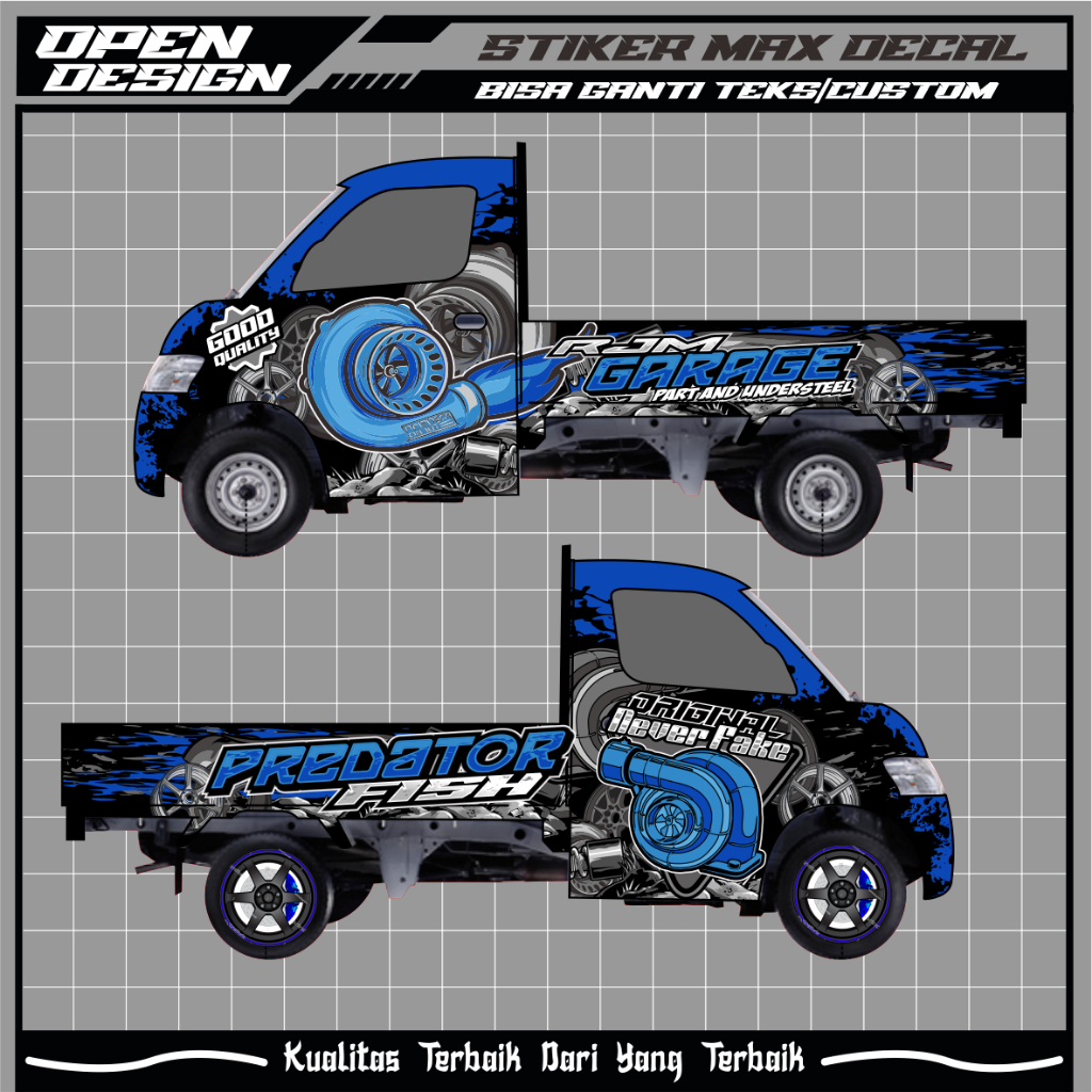 (KP-A1)STIKER DECAL MOBIL PICK UP FULL BODY BISA GANTI TEKS/CUSTOM SEMUA JENOS PICK UP