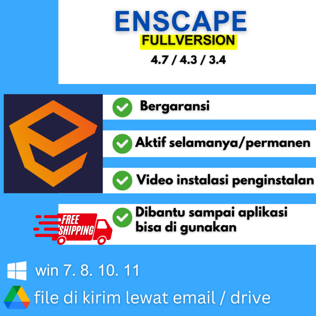 Enscape 4.7 4.3 3.4 + Assets Library Full Version Lifetime Permanen (WIN)