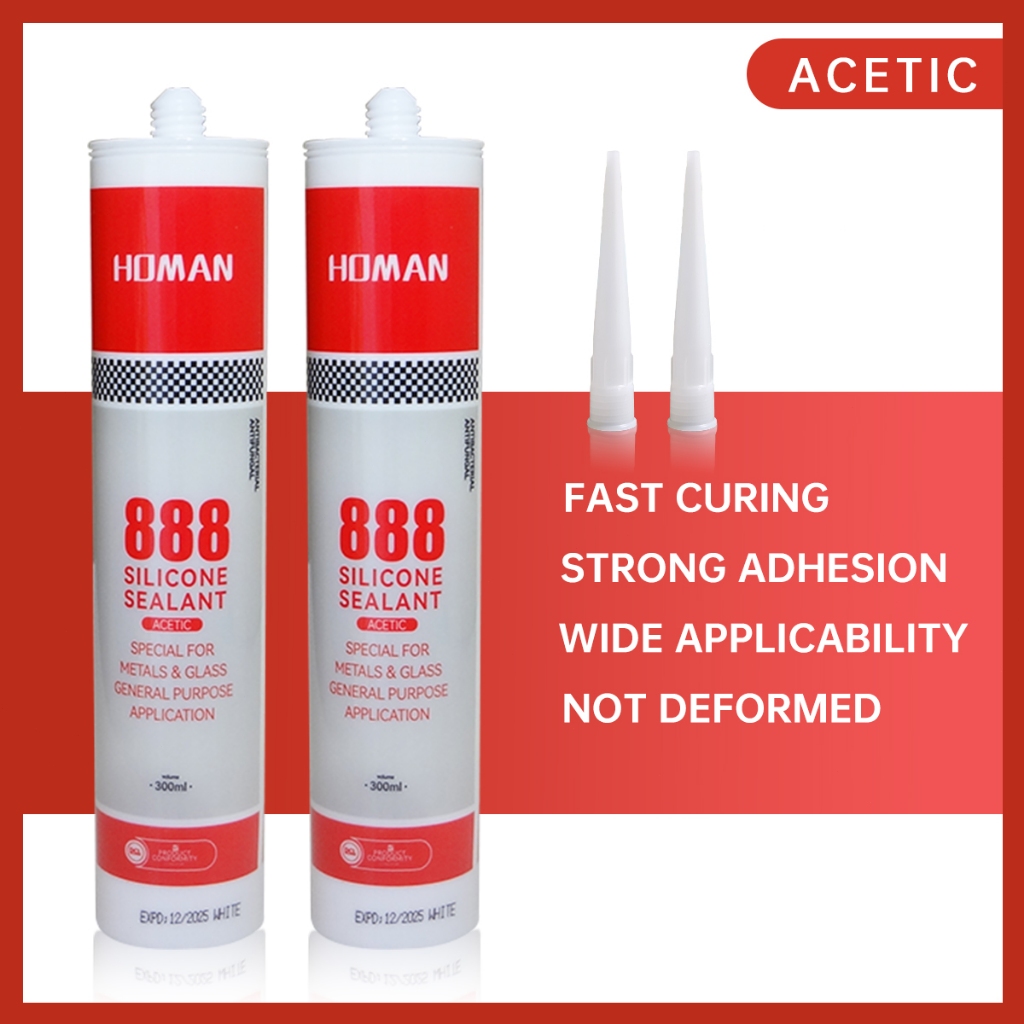 lem kaca Homan Bahan penyegel acetic Akuarium Putih hitam transparan 300ml