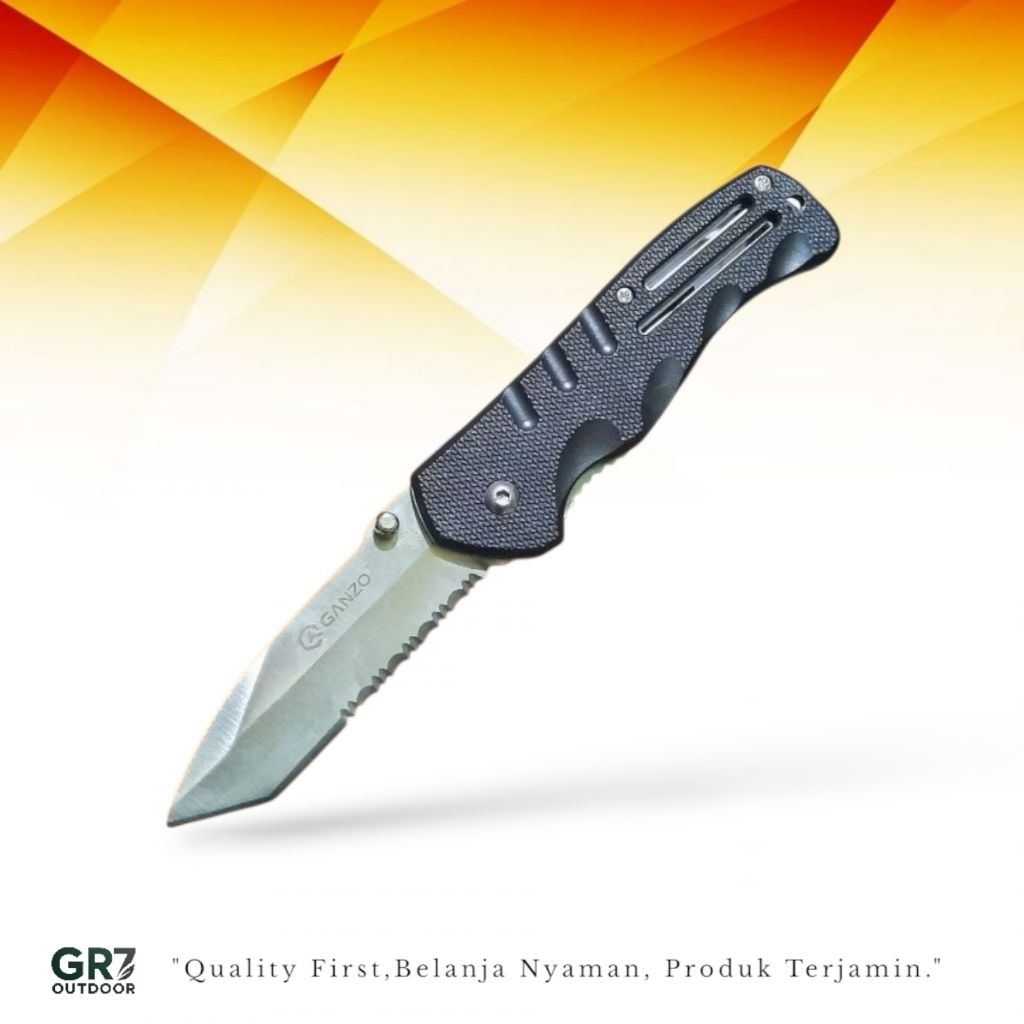 Pisau Survival Lipat Outdoor Ganzo G013 Solid Steel Ergonomis