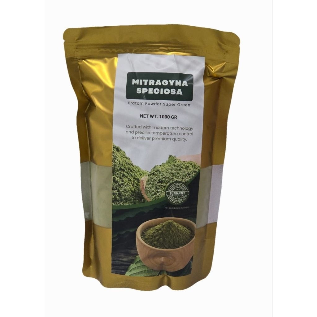 Sari Daun Borneo, Teh Hijau Borneo, Teh Hijau Kalimantan, Mytragina Speciosa, Bubuk Teh Hijau, Bubuk