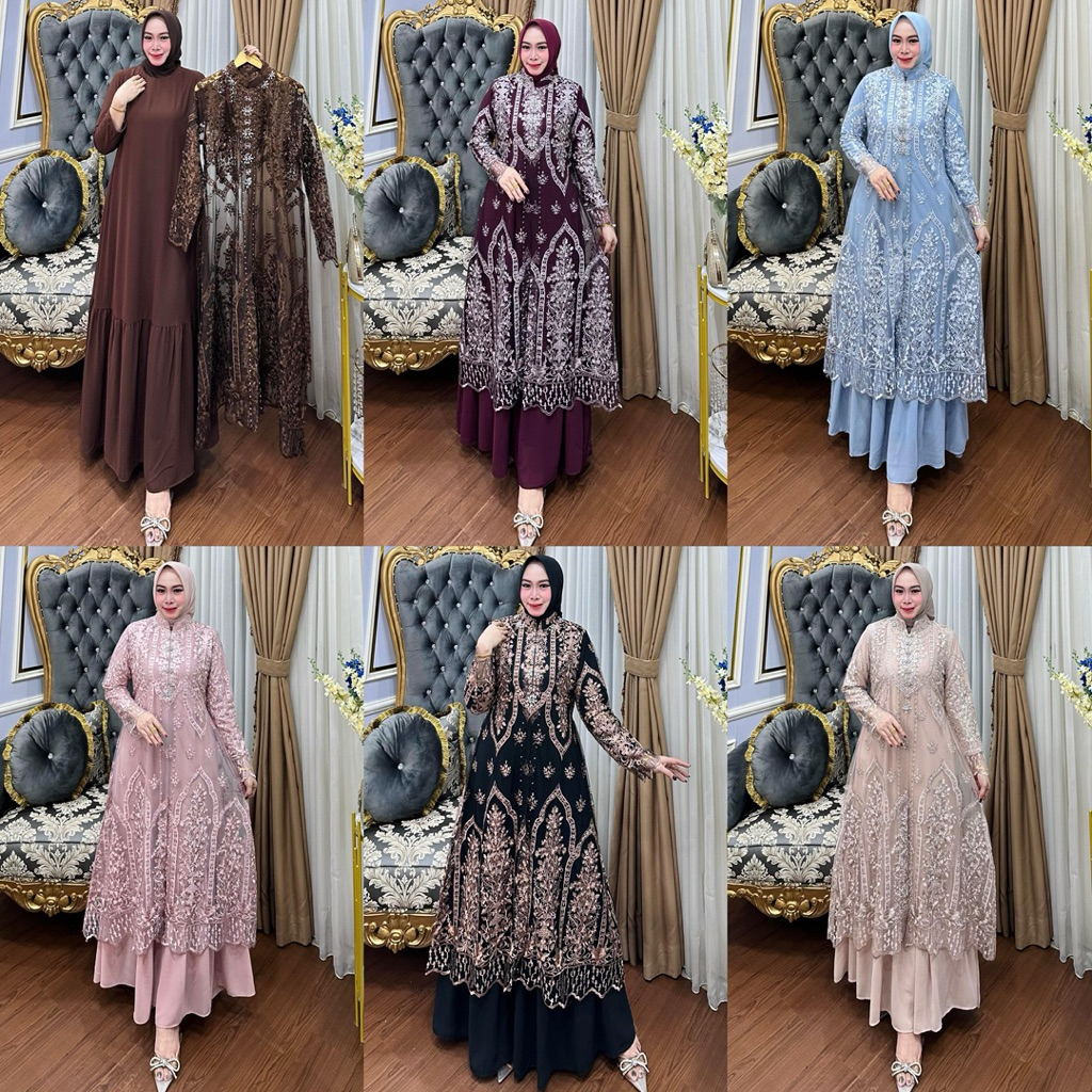 (Maudy)dres set iner outer terbaru//Gamis pesta kondangan/gamis lebaran terbaru