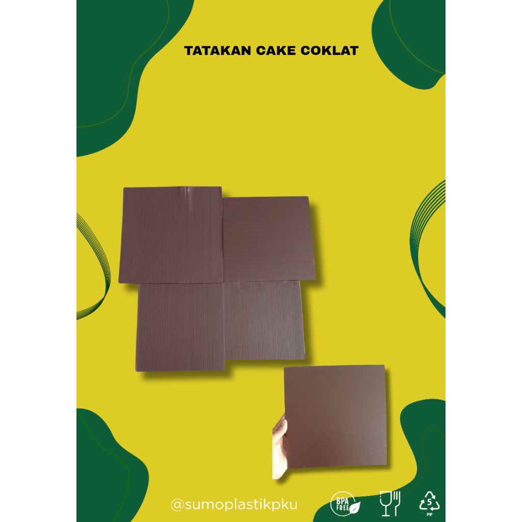 Tatakan Kue Plastik Coklat / Alas Kue Plastik Kotak / Cake Board Kotak Plastik Coklat