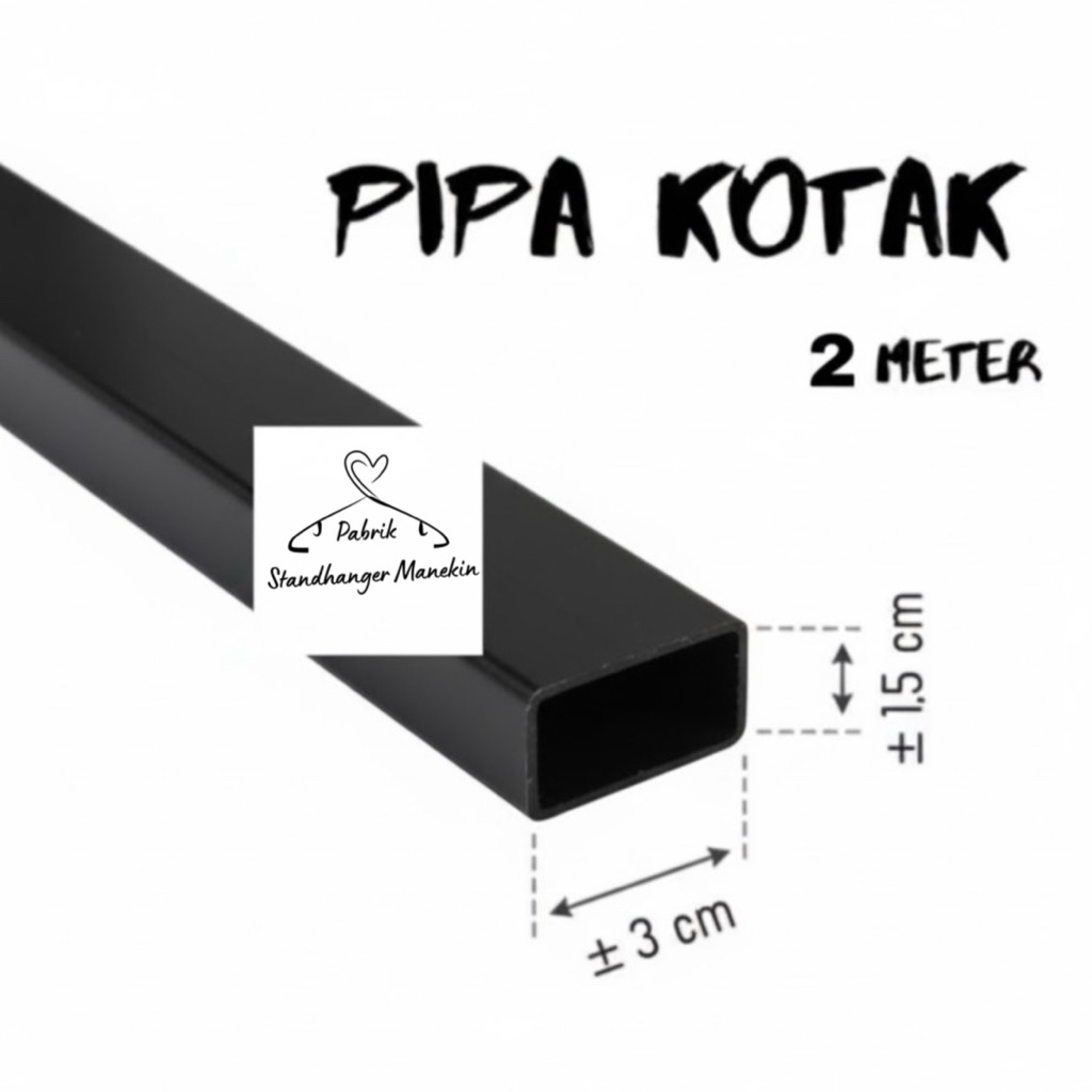 Pipa Kotak Stainless Cat BLACK 200 cm | Pipa Kotak Display | Besi Kotak Hitam 2 Meter | Besi Pipa Ko