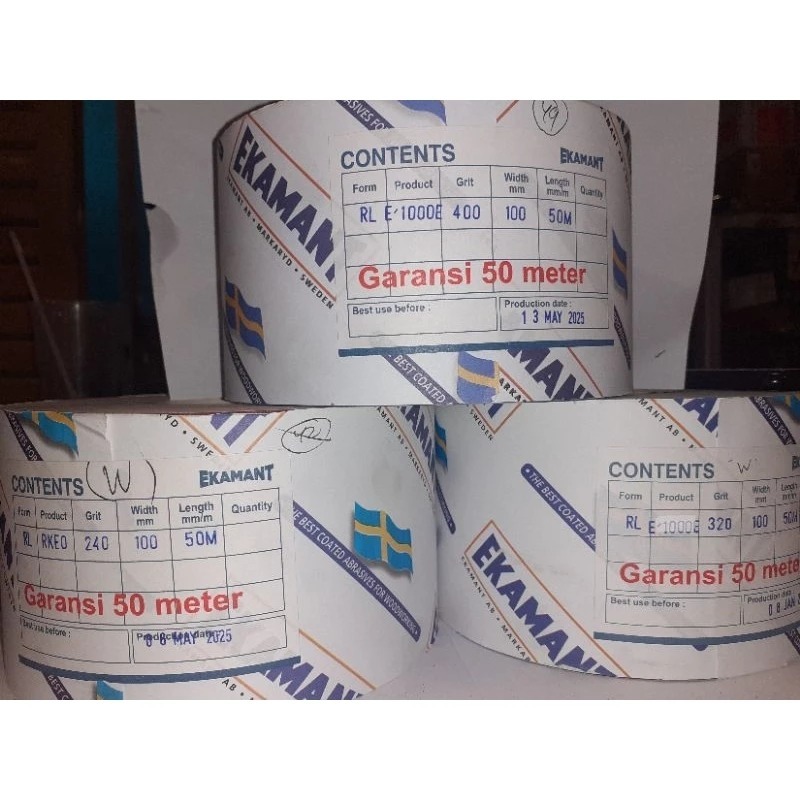 (HARGA 1 ROLL / 50 METER) Amplas Ekamant Meteran Grit 60-400