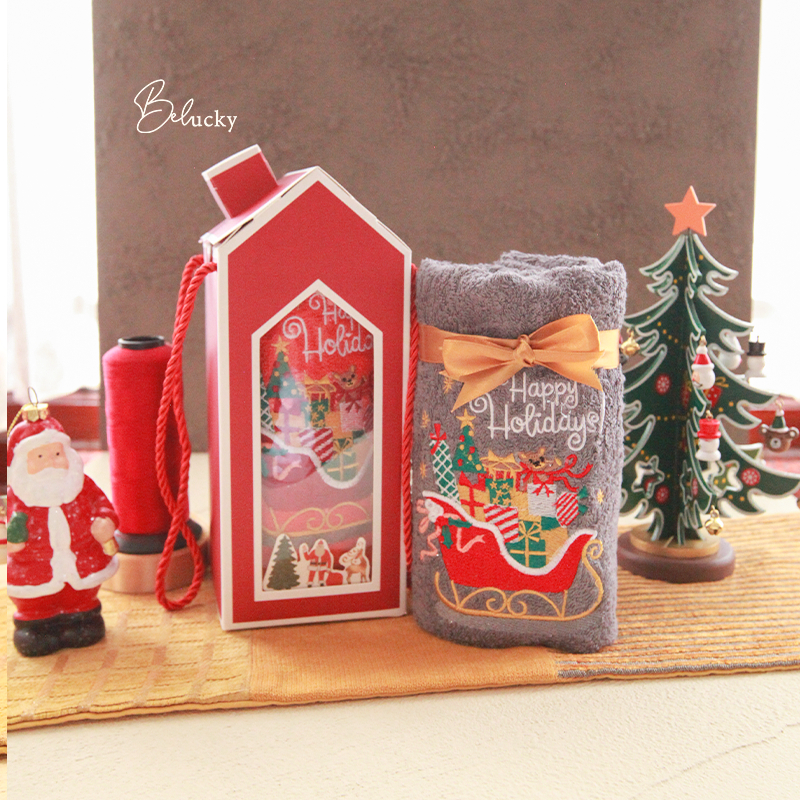 Christmas Hampers Souvenir Set Premium Natal Handuk Bordir Kado Natal Custom Request Bordir Nama