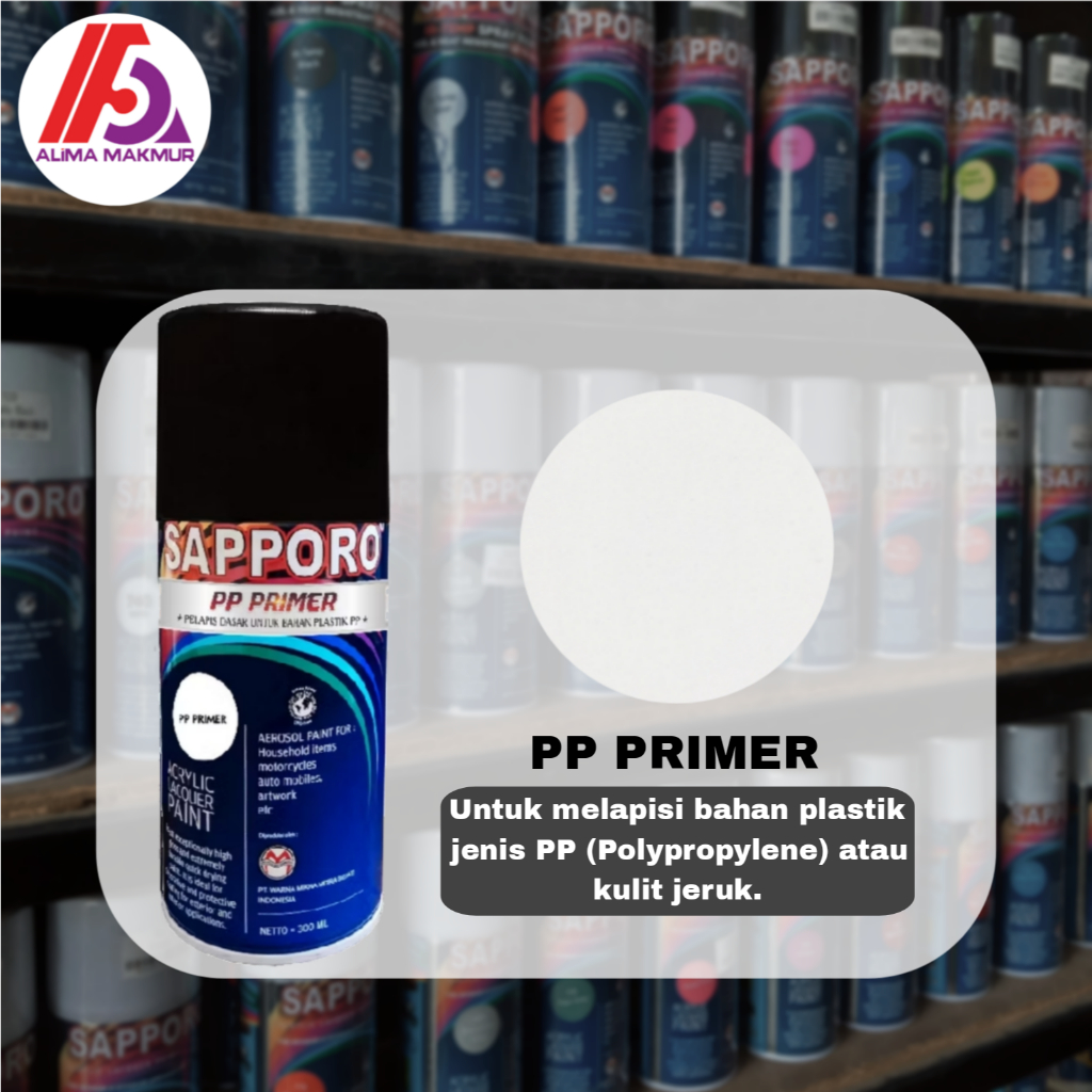 Sapporo Acrylic Lacquer Paint PP Primer 300ml / Pilok Plastik Primer / Cat Semprot Plastik Primer / 