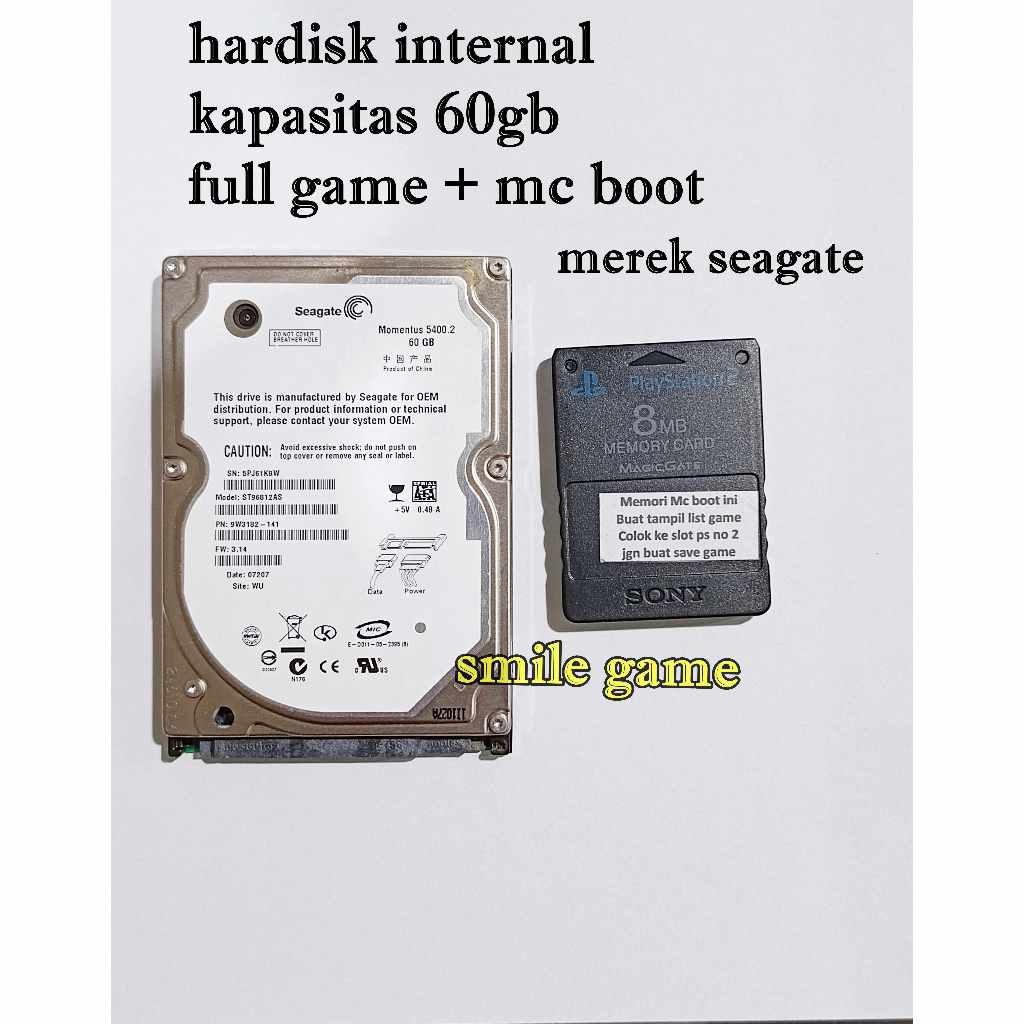 HARDISK SEAGATE 60GB COCOK UNTUK DI JADIKAN INTERNAL/EXSTERNAL ,  ADA 3 VARIAN FULL GAME + memori mc