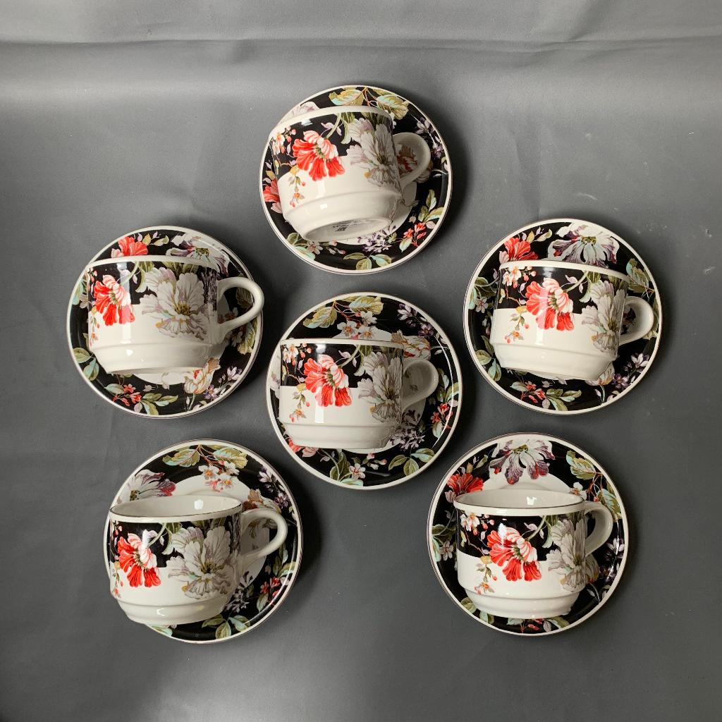 Set Cangkir Keramik Sango Gisella Black - Cangkir Kopi - Cangkir Aesthetic Cantik