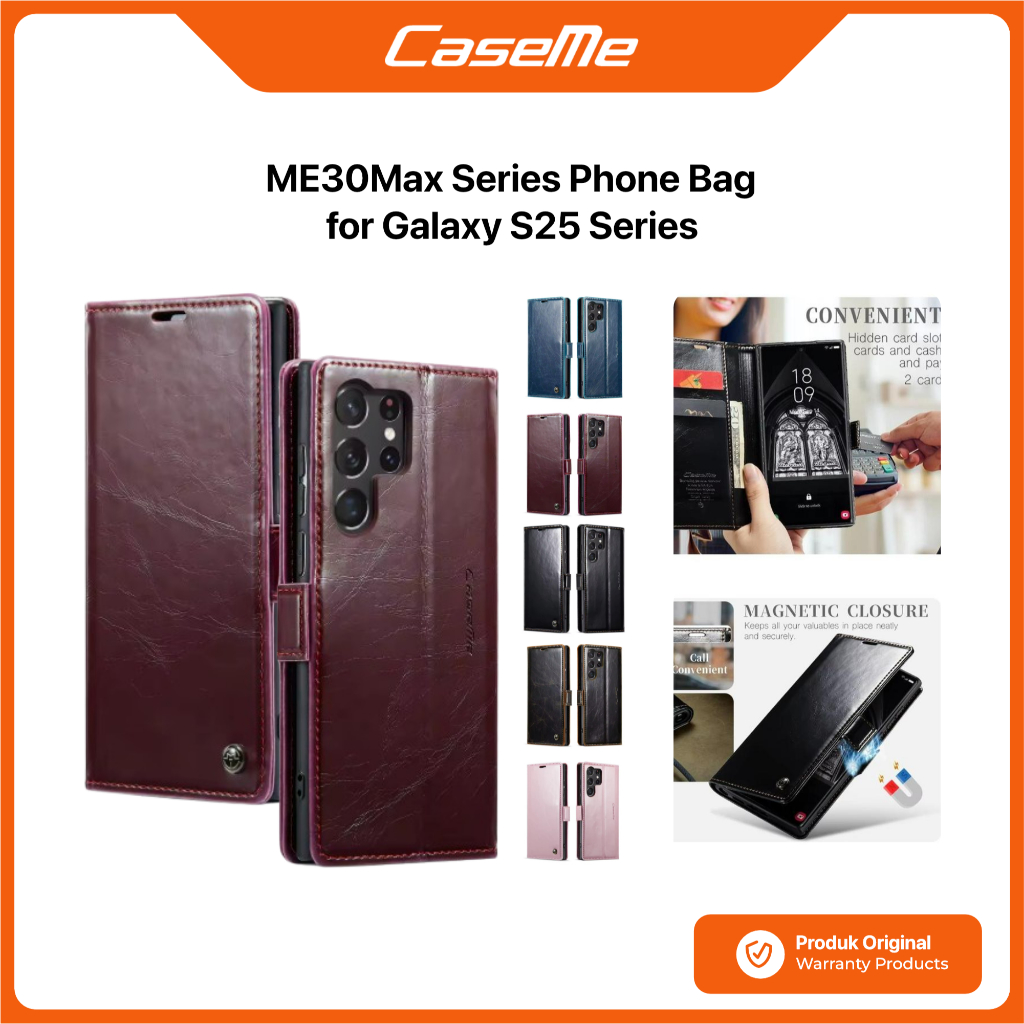 CASEME Case Samsung Galaxy S25 Ultra Plus CASEME 003 Soft PU Leather Flip Wallet Case with 2 Card Sl