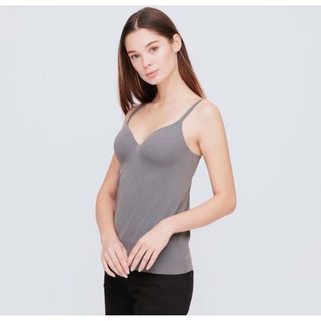 UNIQLO AIRISM V NECK CAMISOLE BRA TOP IN LIGHT GREY