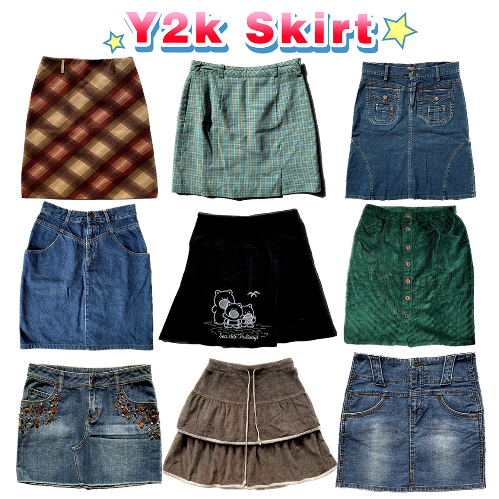 Skirt Y2K Coquette Dollete Academia Grunge Goth Rok Denim Vintage