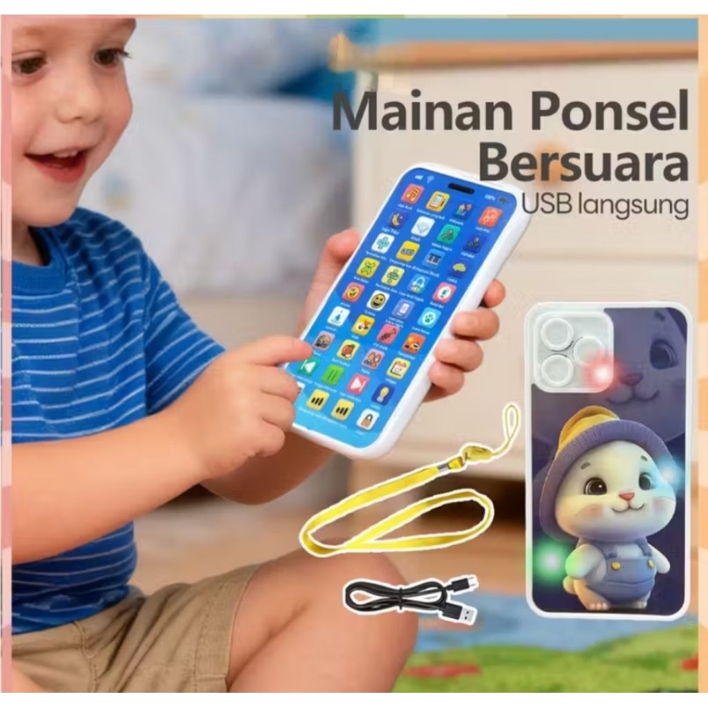 Mainan Edukasi Hp Anak Lampu Warna-warni dan Musik handphone Mirip Asli Bisa Di Ces Ponsel Mainan