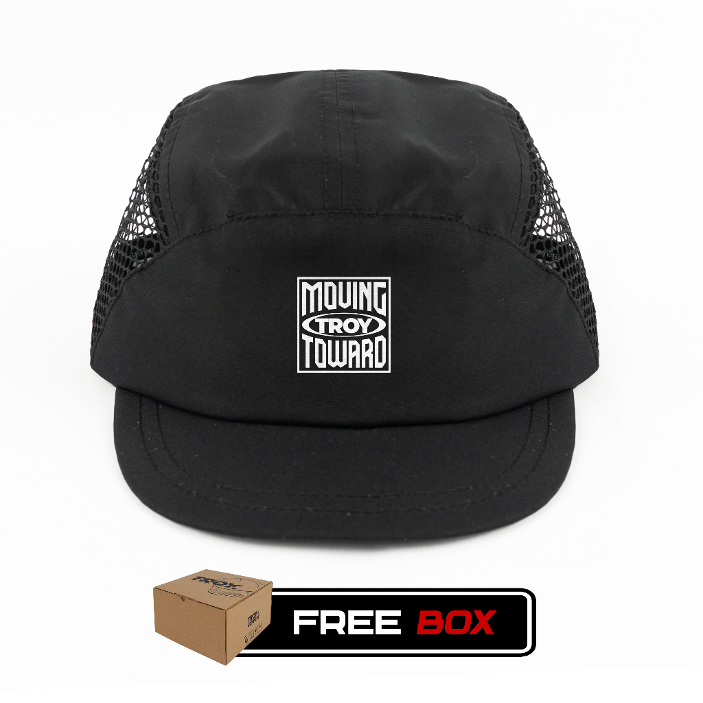 [Free Box] Troy Company Active Cap Cycling Cap Black Moving Toward - Topi Outdoor Topi Lari Topi Sepeda Hitam ACD 3468
