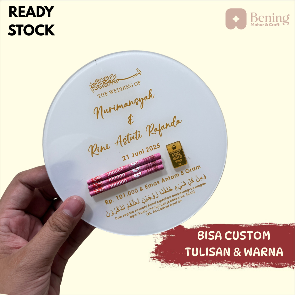 nama akrilik bulat tulisan akrilik hiasan mahar / scrabbook chipboard mahar