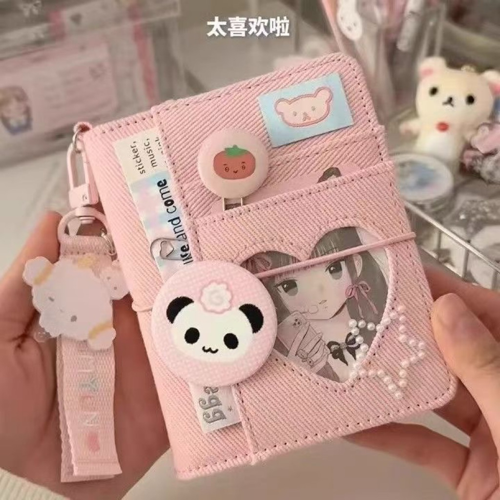 [PREORDER] Notebook M5 Pink Denim Heart – Binder Isi Lepas dengan Bonus Gantungan