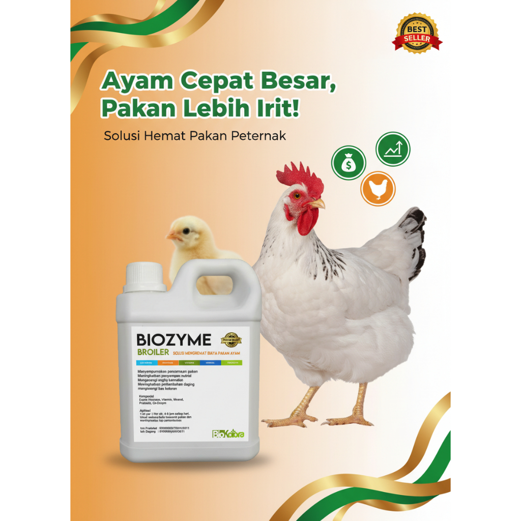 BIOZYME BROILER Pengganti AGP Penambah Bobot Ayam Pertumbuhan Lebih Cepat Hemat Pakan