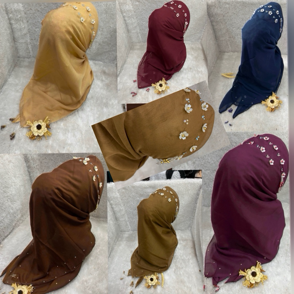 HIJAB PARIS bando BUNGA rumbai MOTIF BANDO