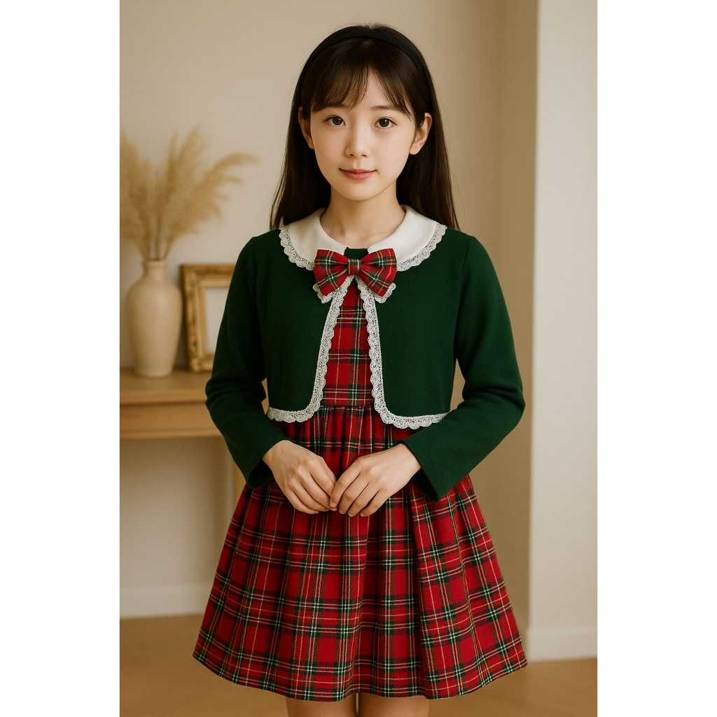 UP-DRESS X-MAS  ANAK KOREA TKK  2IN1 /UMUR 5 -10 TAHUN /DRESS NATAL/fashion anak/fashion kids/terbar