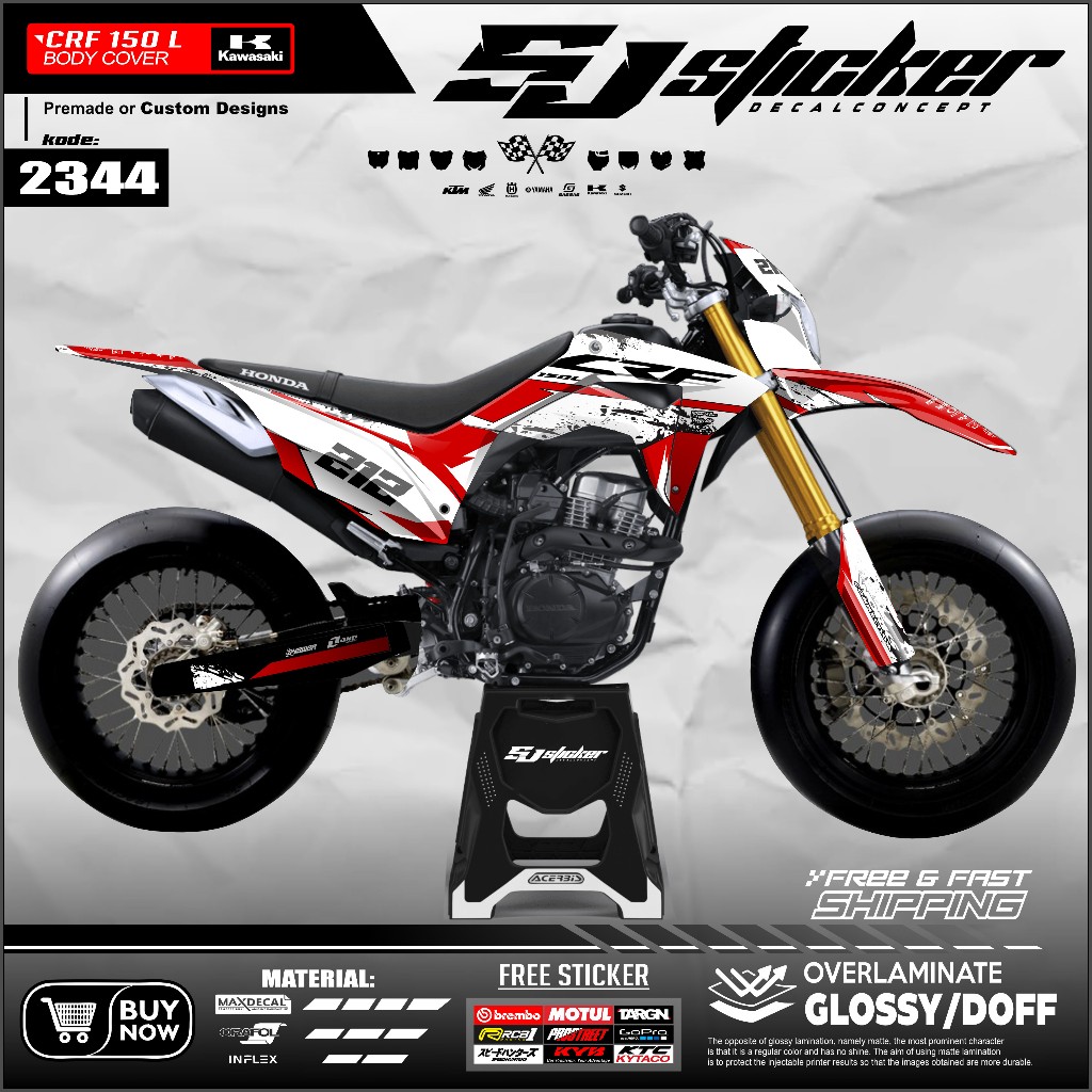 2344 DECAL CRF 150 SIMPEL / DECAL CRF MERAH PUTIH / STICKER CRF