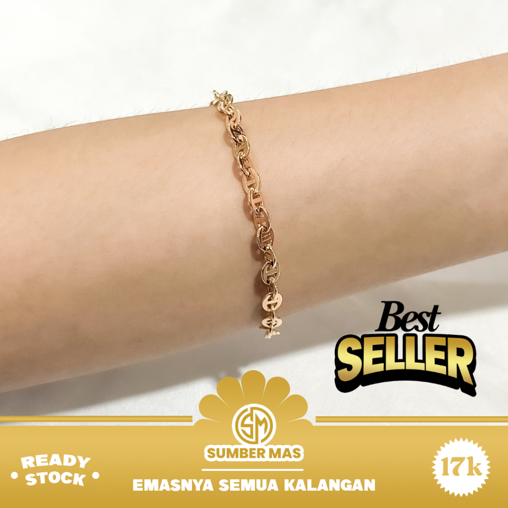 GELANG RANTE EMAS MEMES BOLD FASHION 17K - SUMBER MAS