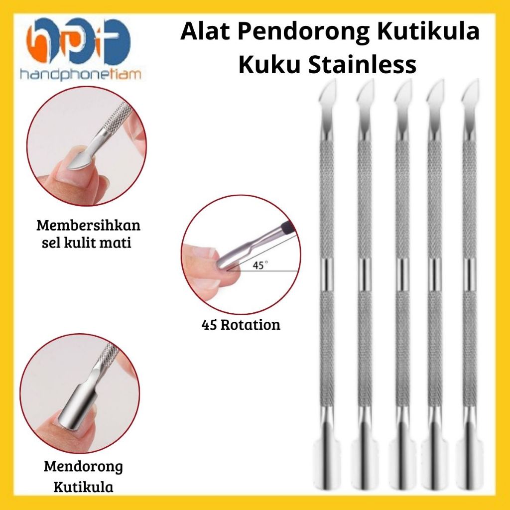 Alat Pendorong Kutikula Kuku Stainless | Nail Cuticle Pusher | Pembersih Kuku Manicure Pedicure