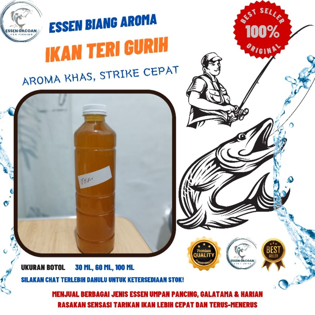 Essen Biang Murni Umpan Pancing Aroma Ikan Teri Gurih Asin Kemasan 30ML Cocok untuk Pemancing